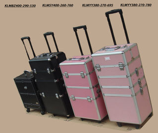 Aluminum Rolling Travel Makeup Cosmetic Case With Trolley